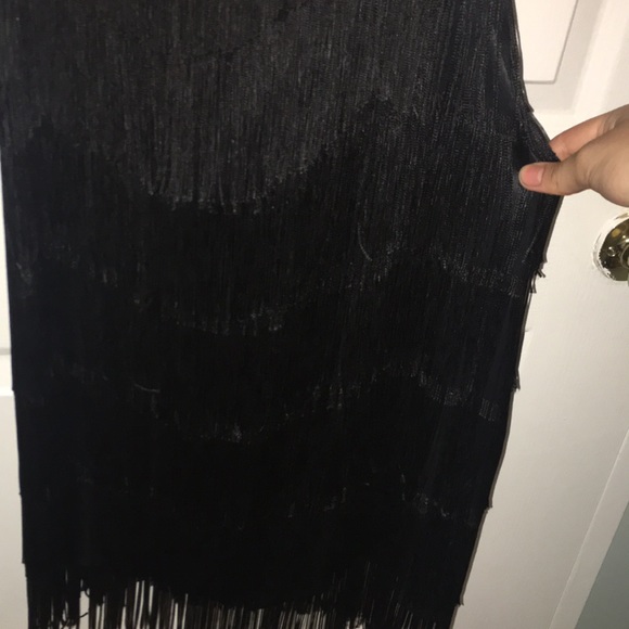 French Connection Fringe Dress in Black - Picture 4 of 7